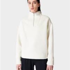 Sweaty Betty Lomond Fleece Half Zip Pullover Lily White